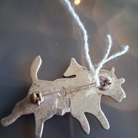 Vintage Castelan Brooch Pin Taxco Silver Enamel Bull Signed Mexico - Picture 3 of 3